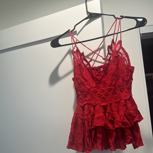 Free People Adella Cami in Cherry Red - Picture 8 of 9